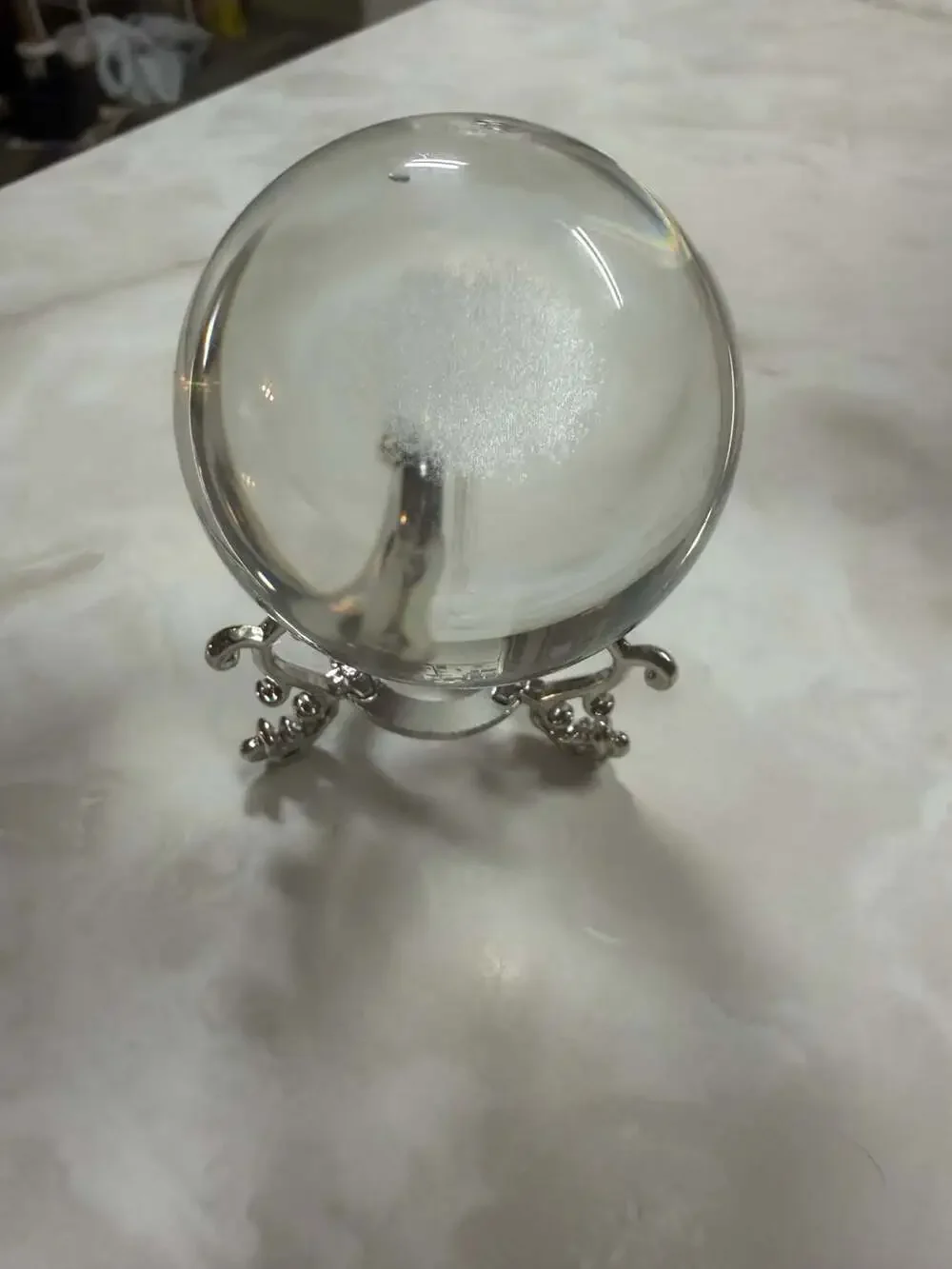 3D Laser-Engraved Tree of Life Glass Paperweight with Silver Tone Stand